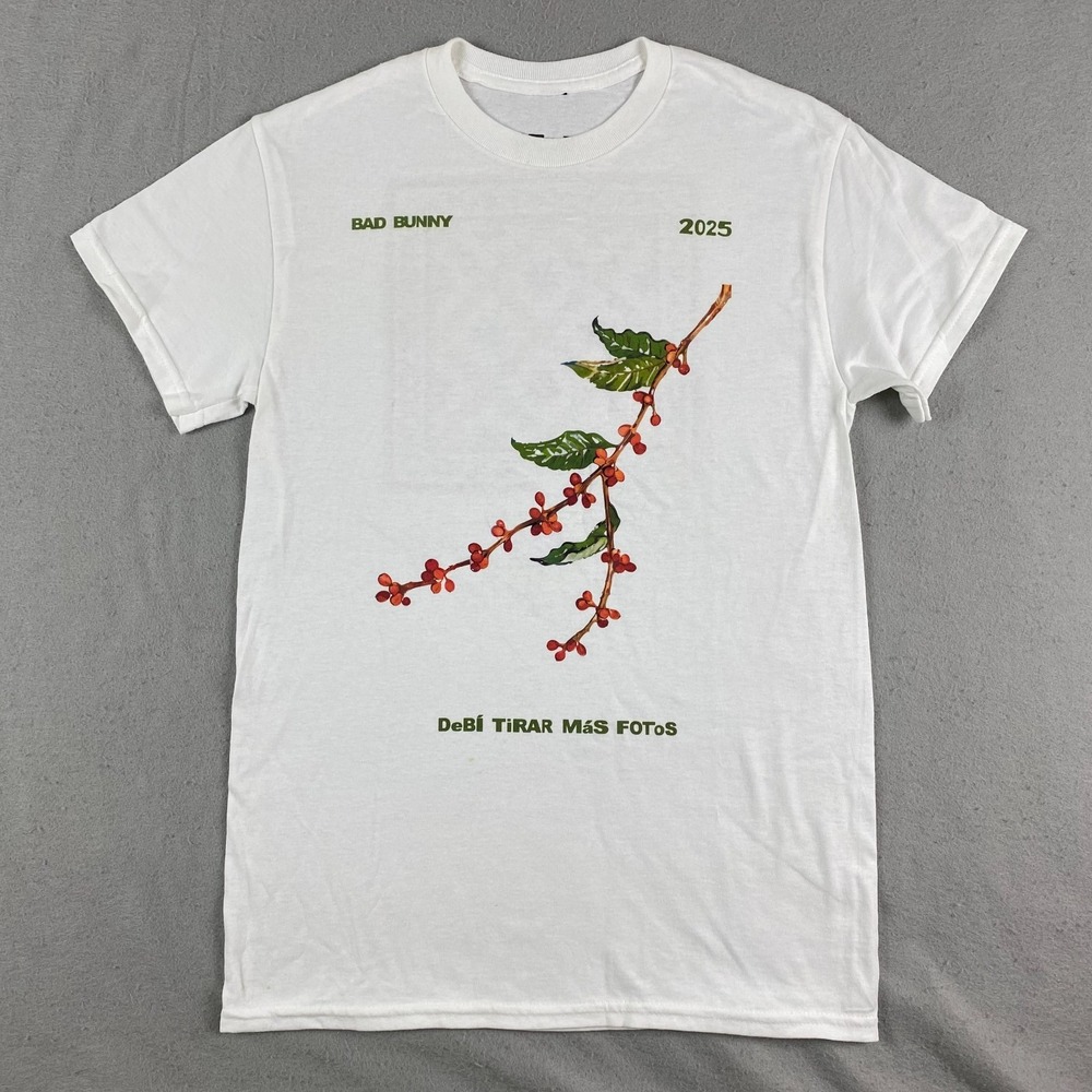 Bad Bunny 2025 T shirt XS Double Sided Graphic Print Crew Neck DTMF Coffee